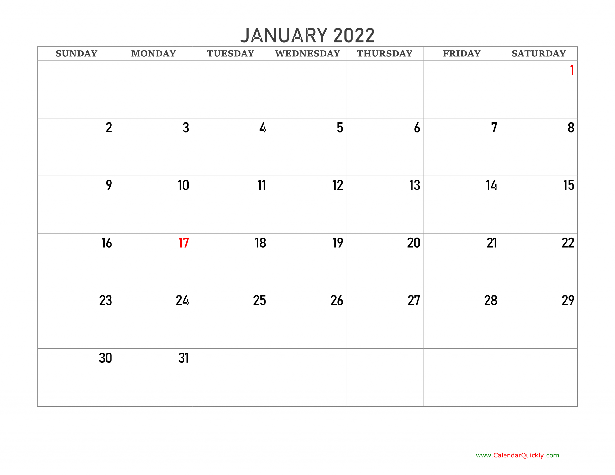 Print A Blank Calendar 2022