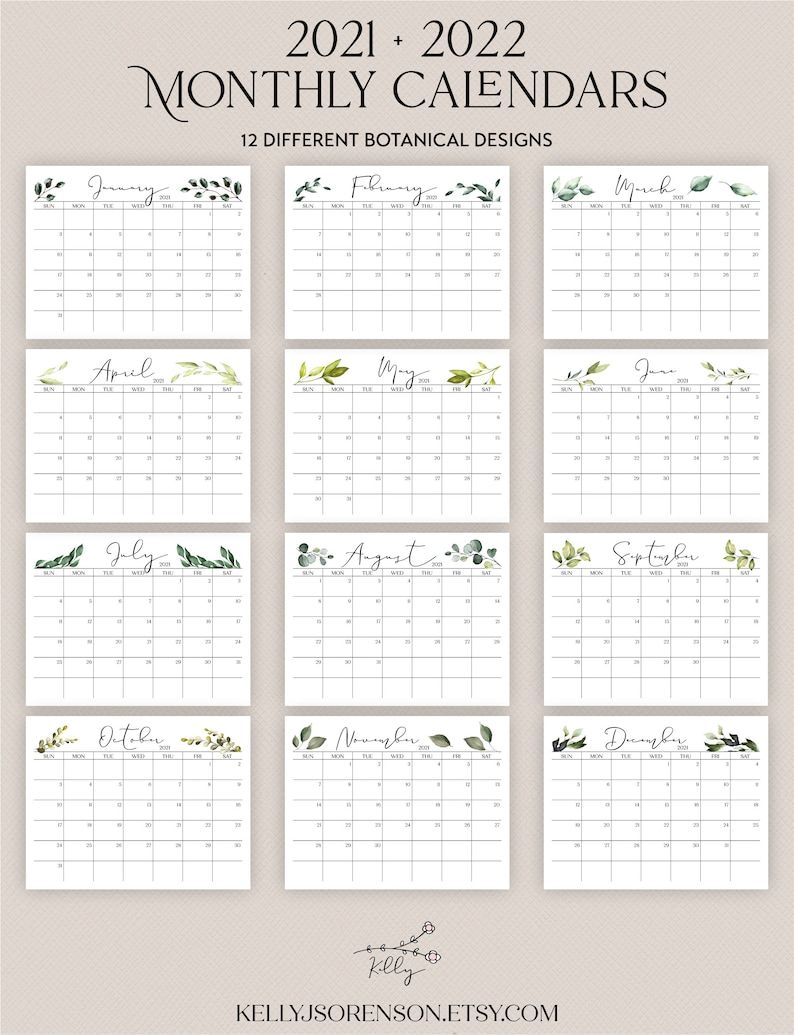 Printable 2021 2022 Landscape Editable Calendar With | Etsy