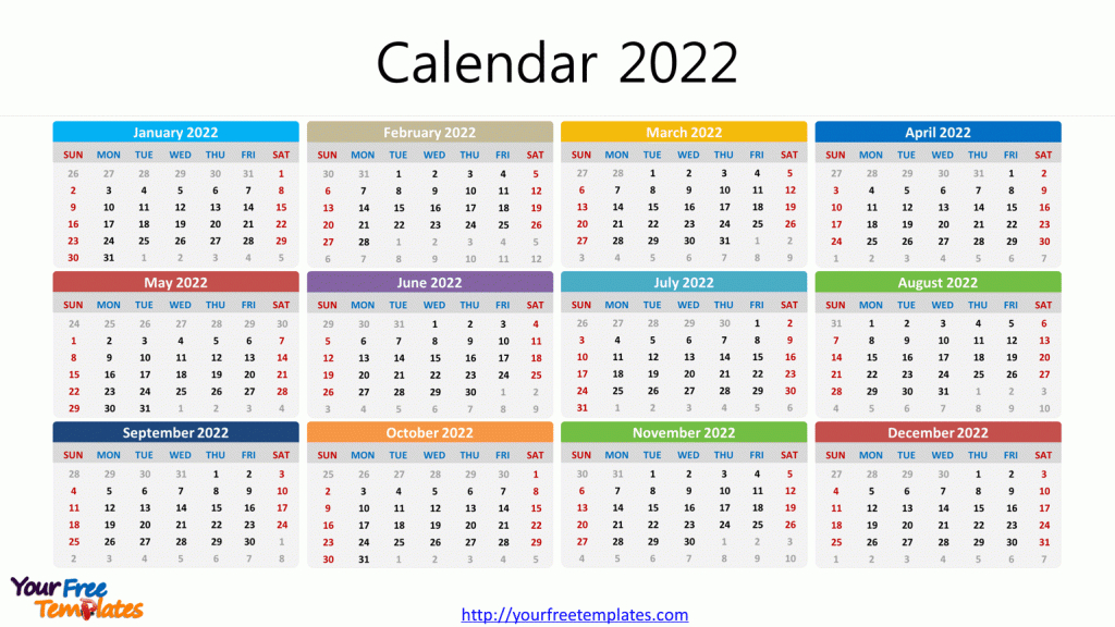 Printable 2022 Calendar Monthly Template - Free Powerpoint