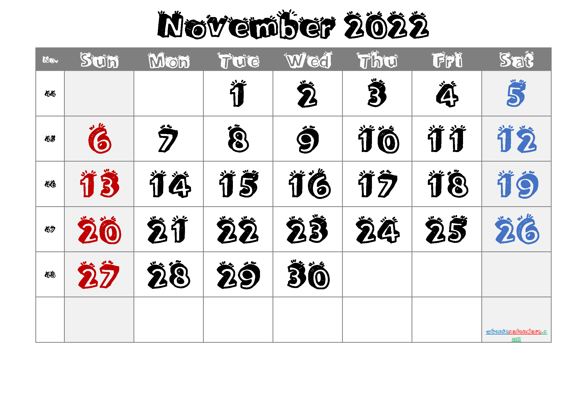 Printable 2022 Monthly Calendar - Calendarex