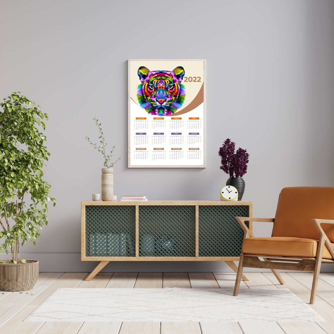 Printable Art Calendar 2022 Rainbow Art Poster Scalable