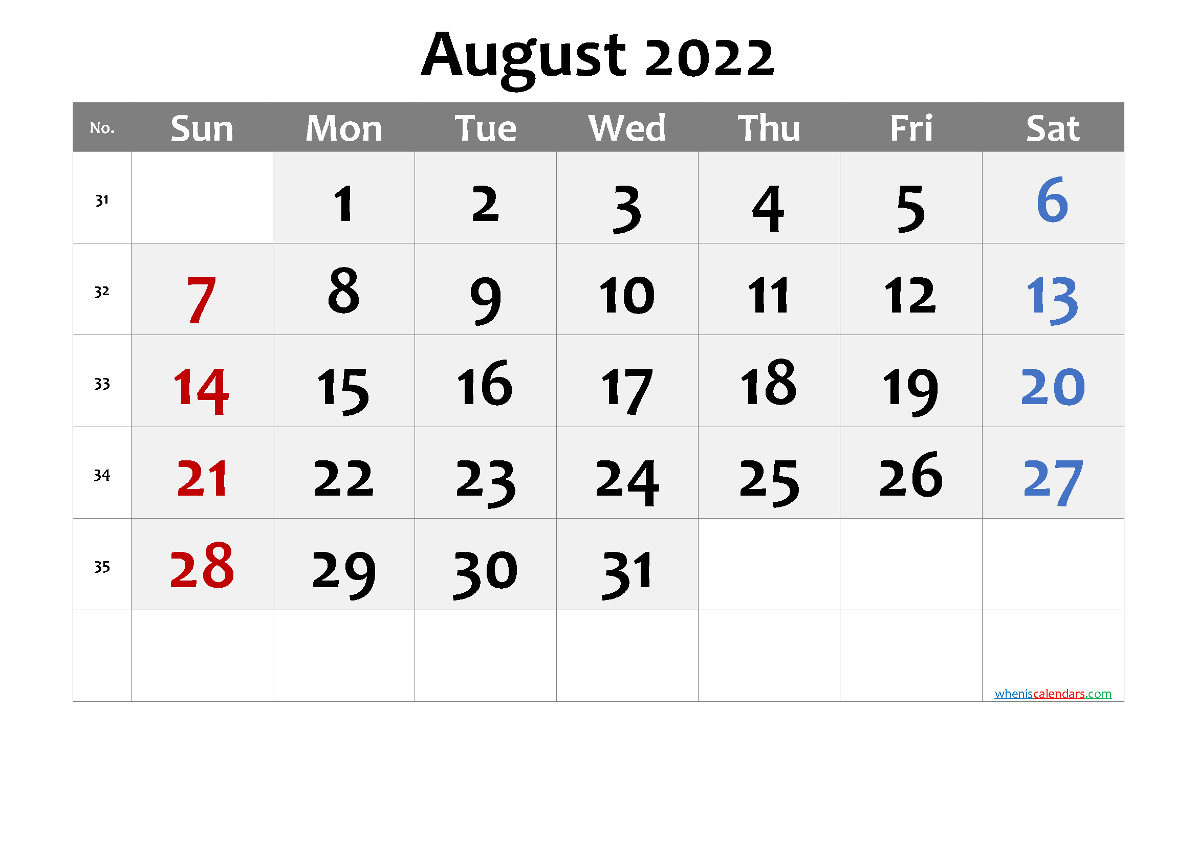 Printable Blank August 2022 Calendar | January Calendar 2022