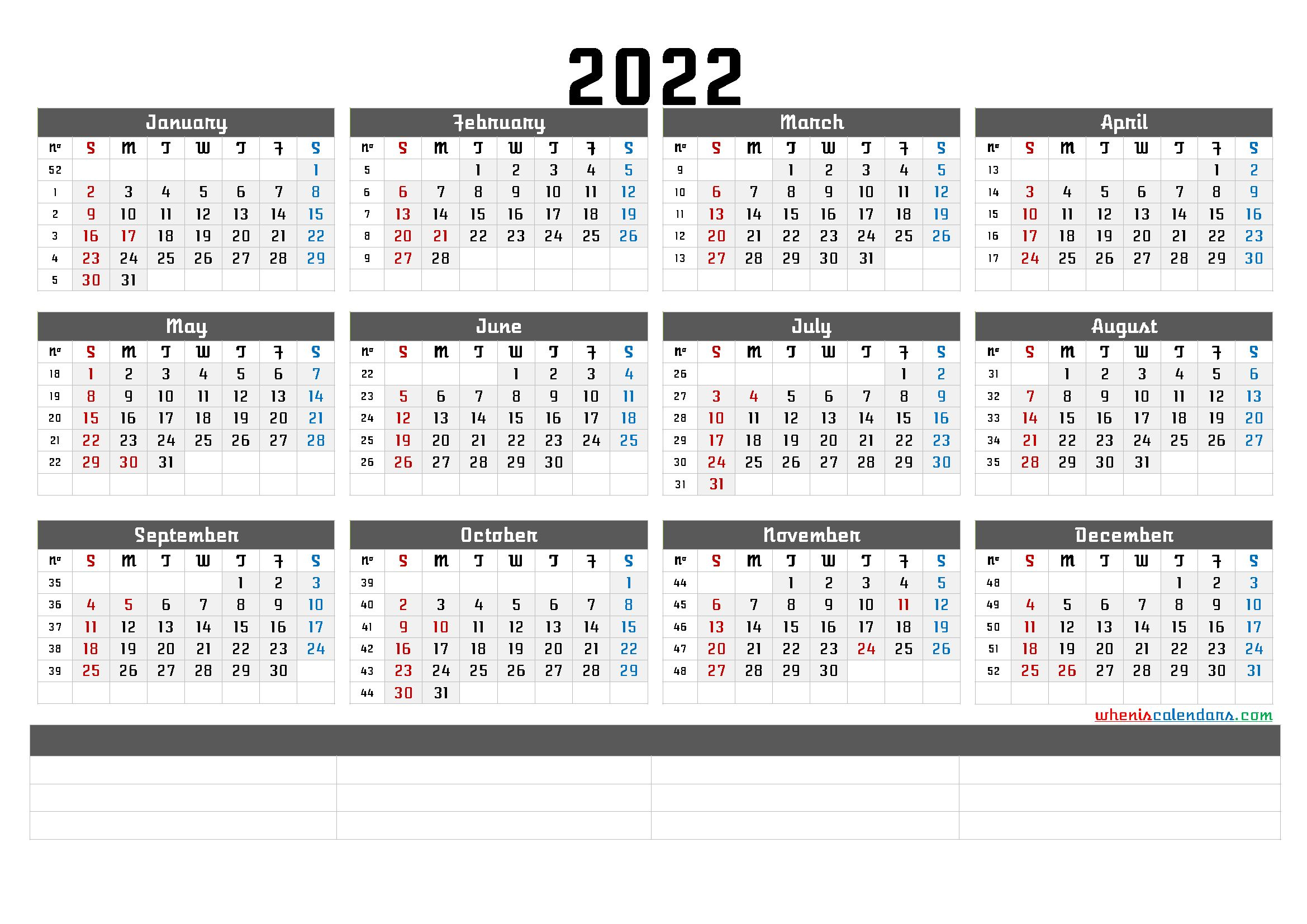 Printable Calendar 2022 - January 2022 Calendars For Word