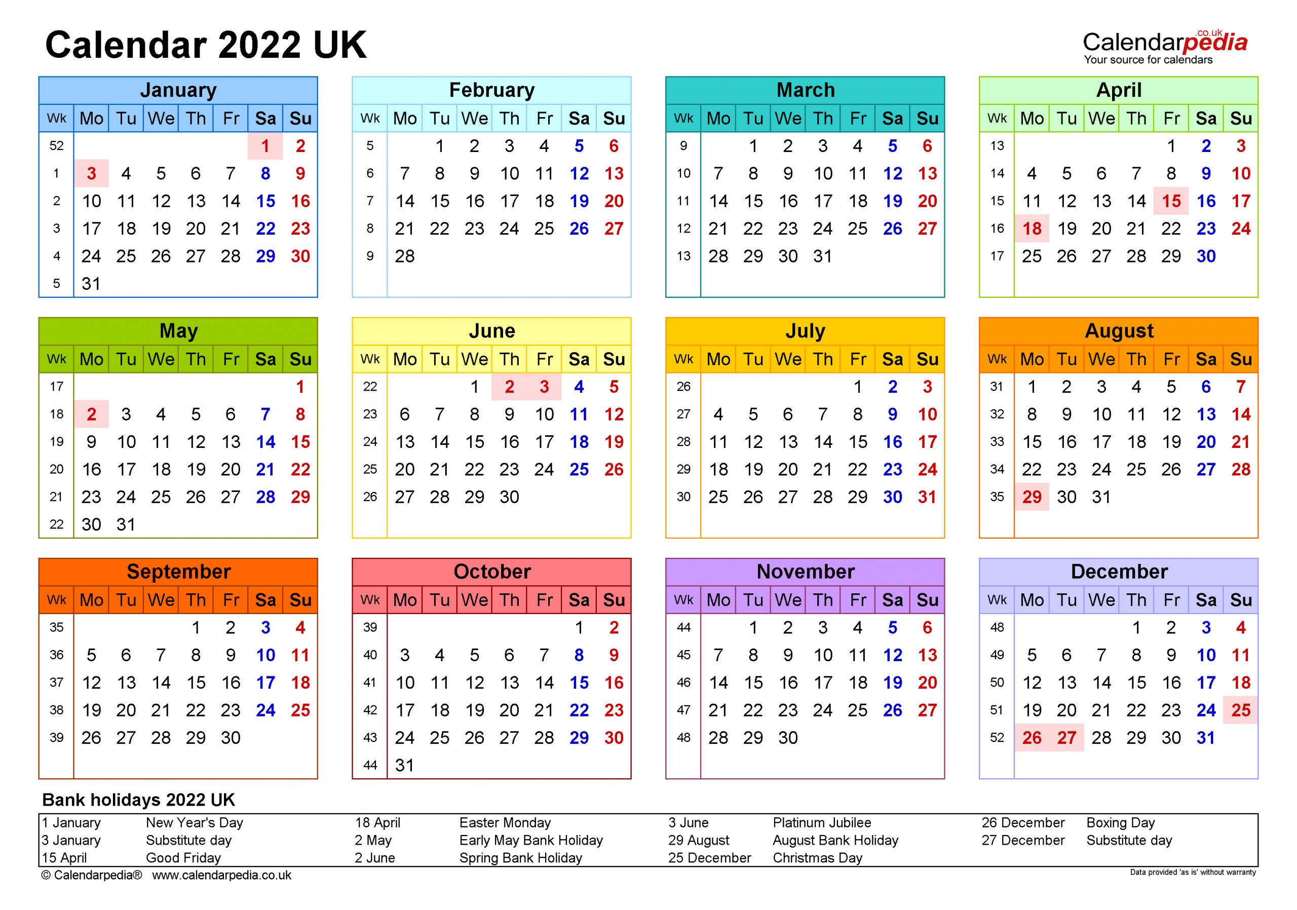 Printable Calendar 2022 Pdf Free