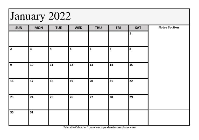 Printable Calendar January 2022 Templates - Pdf, Word, Excel