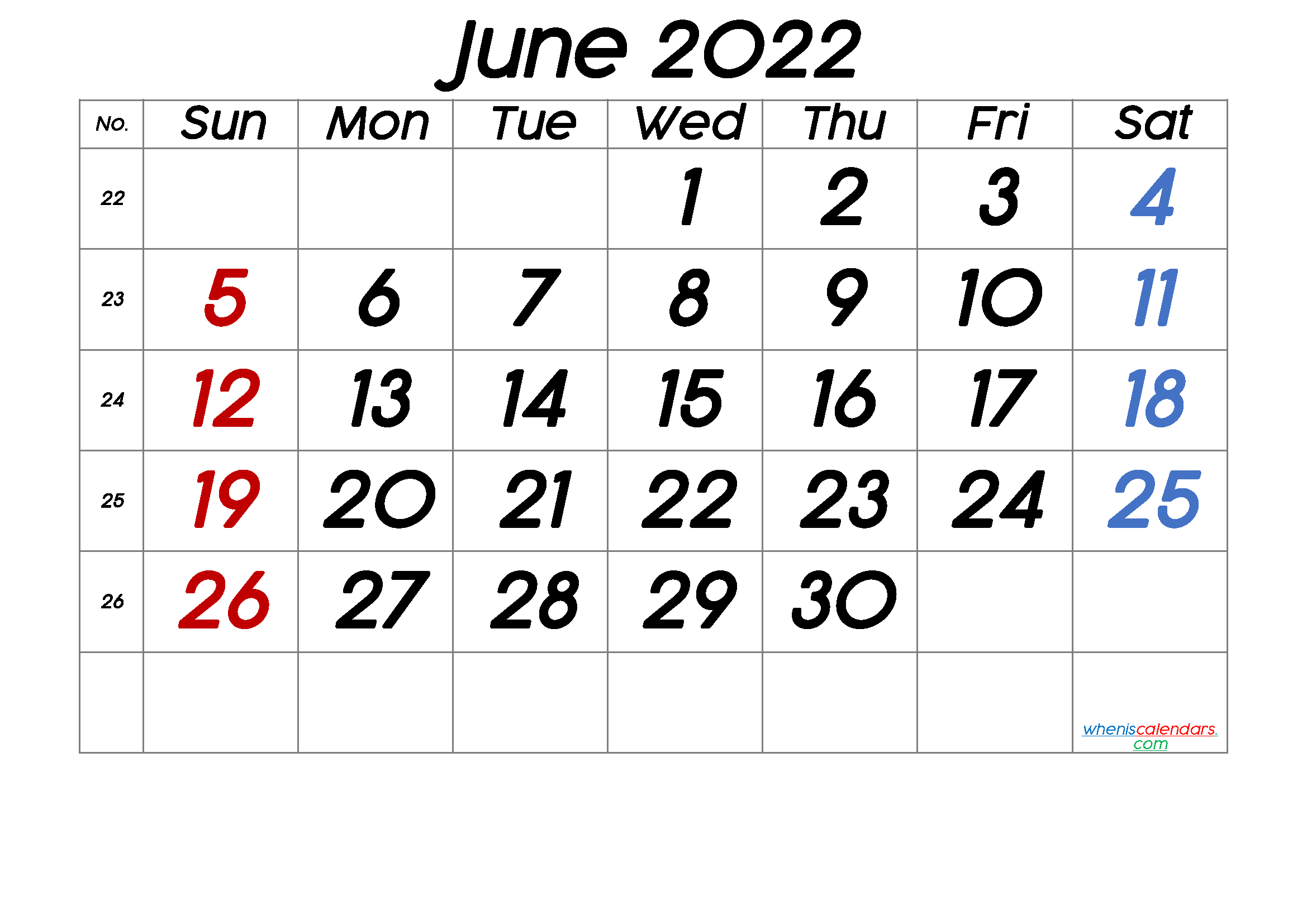 Perfect June 2022 Calendar Printable