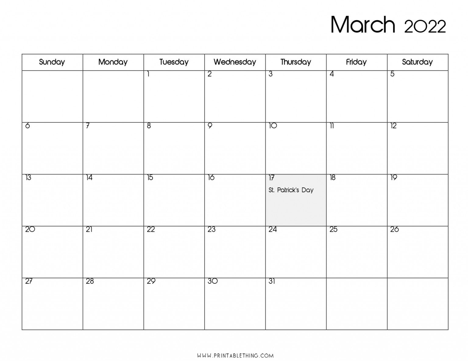 Printable Calendar Month March 2022 | Printable Calendars 2022