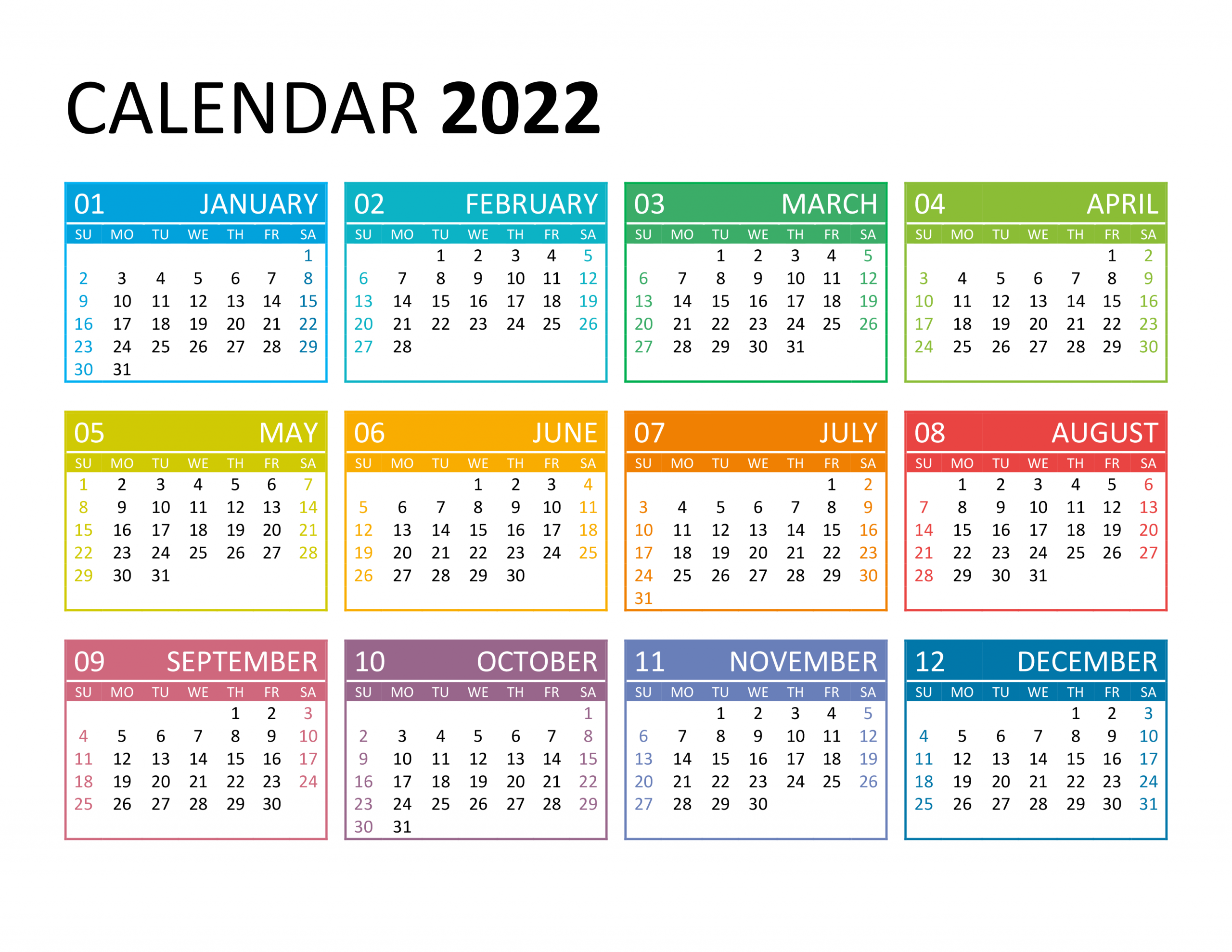 Printable Calendar Year 2022 / 2022 Calendar Printable Pdf