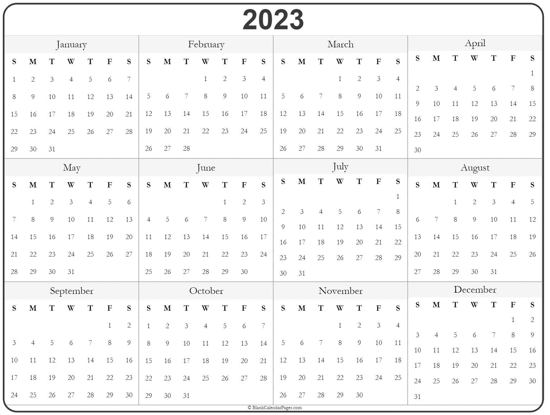 Printable Full Year Calendar - Calendar Templates