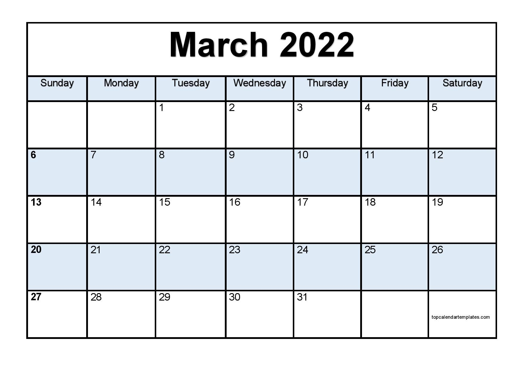 Printable March 2022 Calendar Pdf | 2022 Printable Calendars