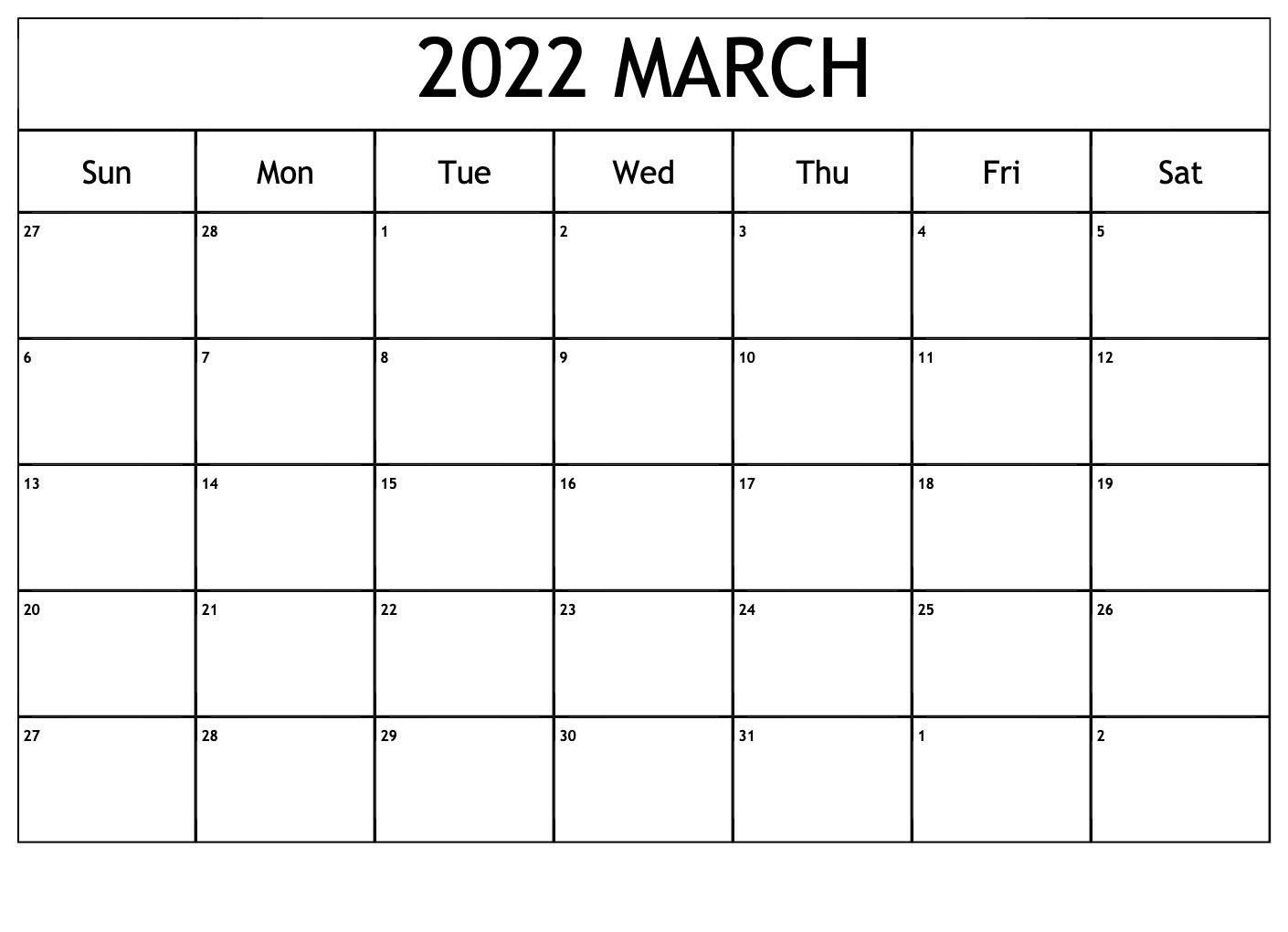 Printable March 2022 Calendar - Printable Calendar Station