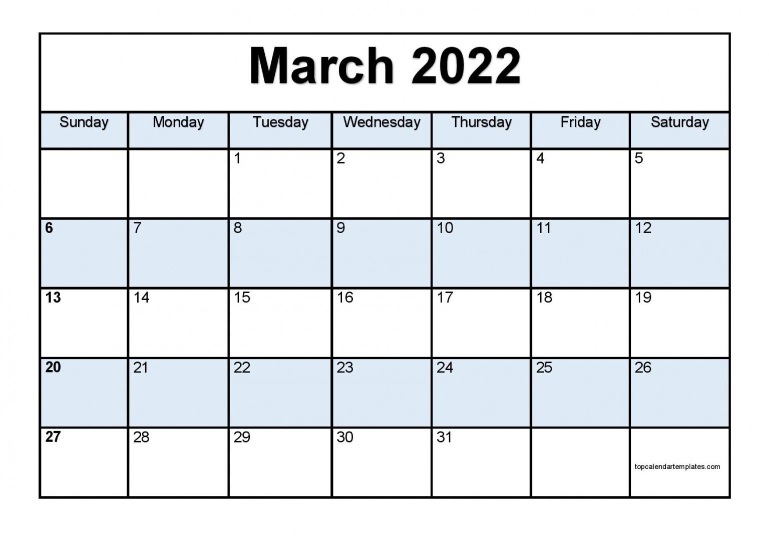 Printable March 2022 Calendar Template | Printable