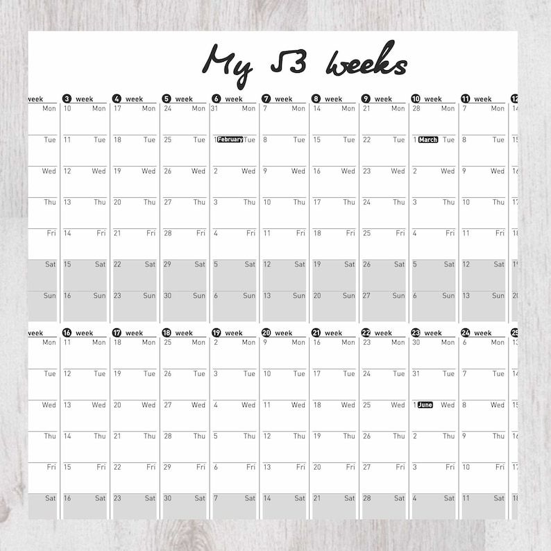 Printable Wall Calendar Large 2022 My 52 Weeks Printable