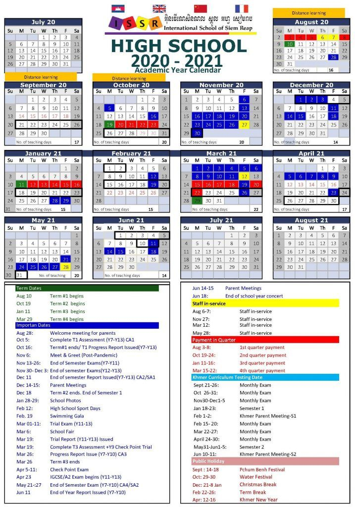 School Calendar - International School Of Siem Reap - Issr