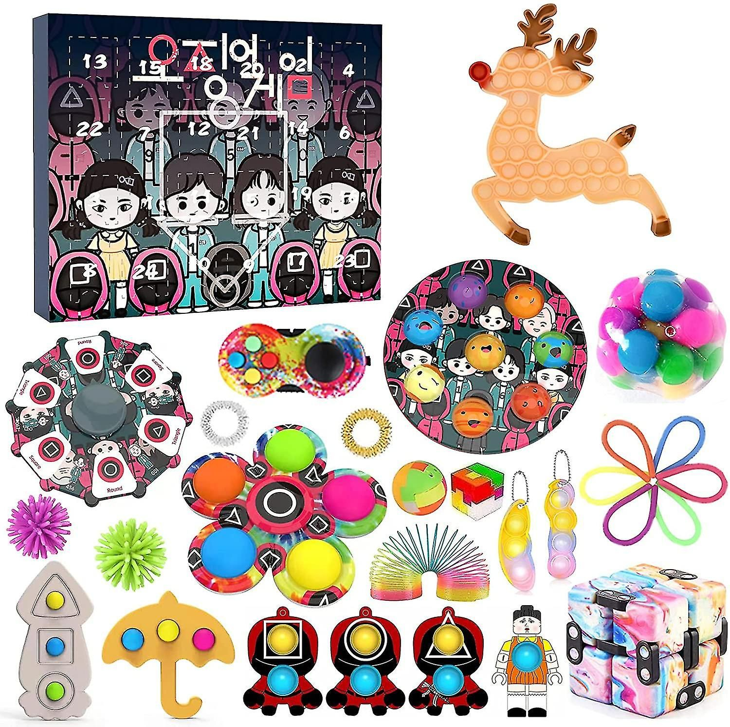 Squid Game Fidget Advent Calendar Toy Pack 2021, With