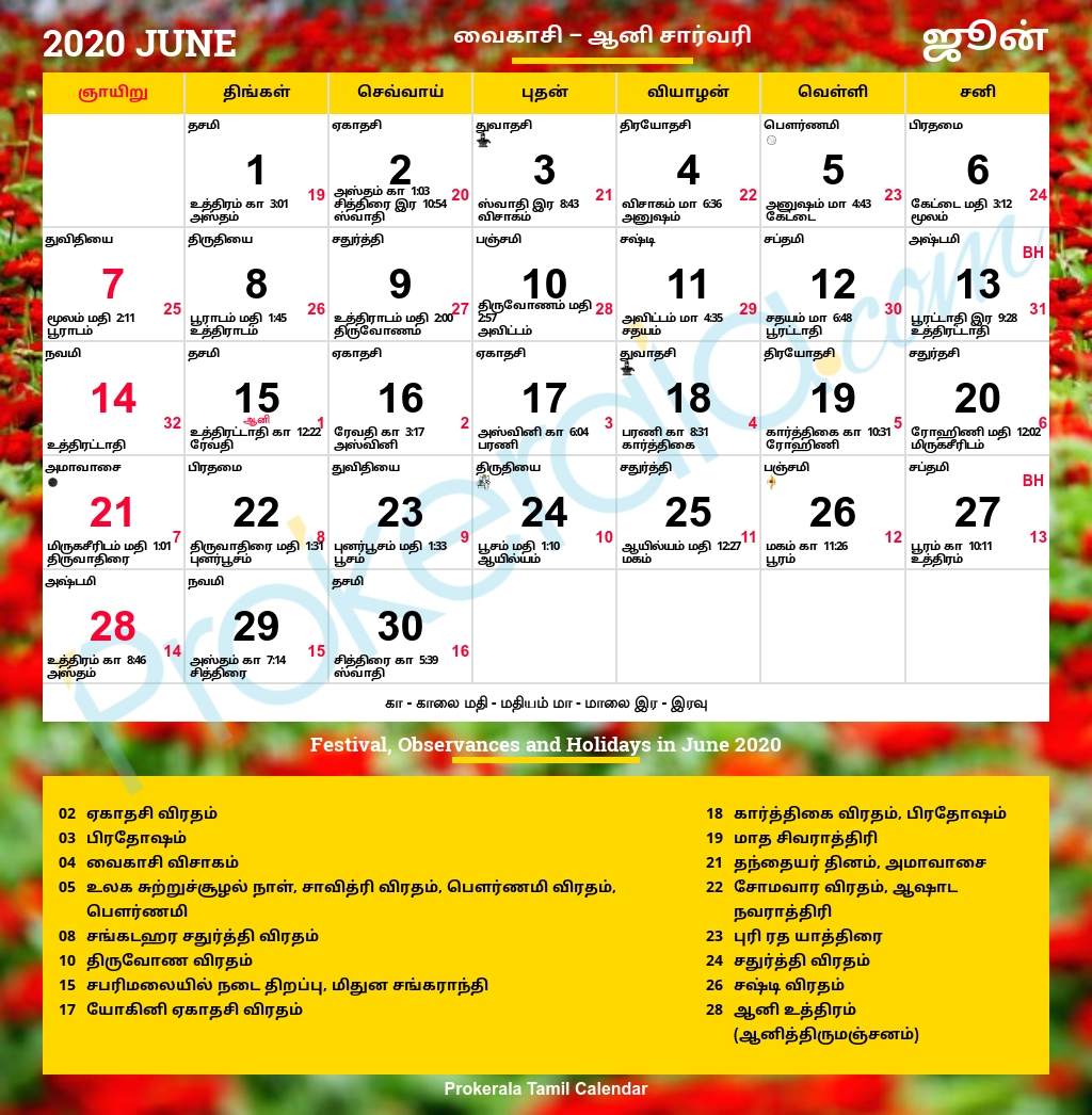 Tamil Calendar For January 2022