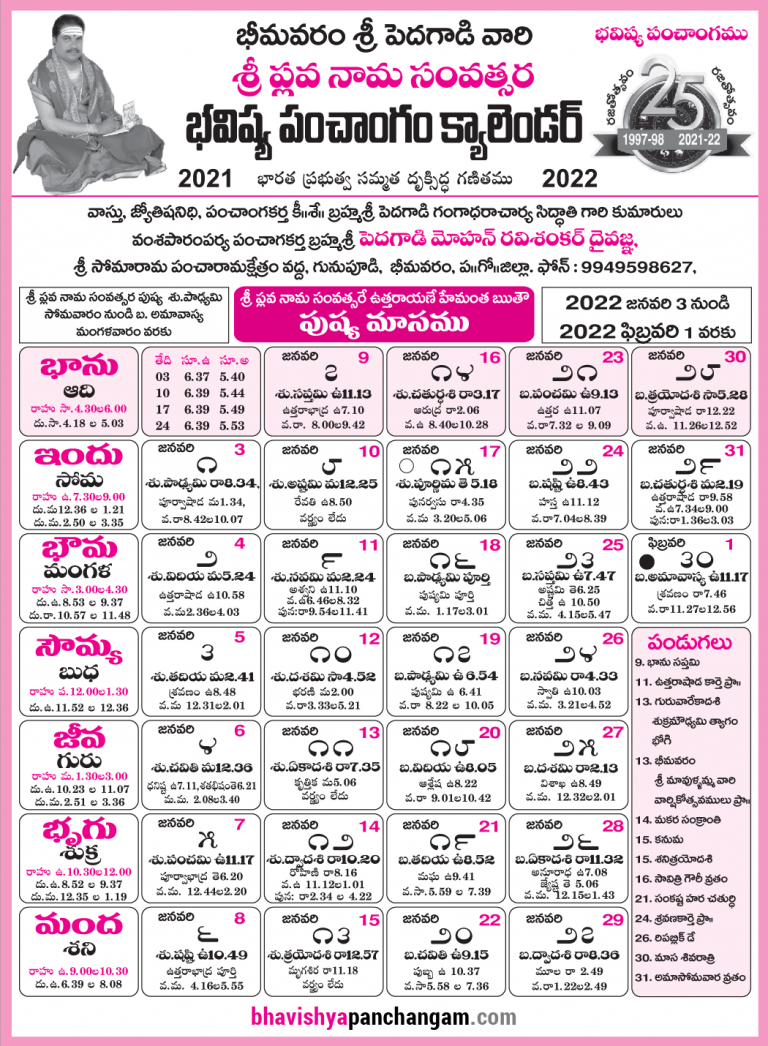 Universal Telugu Calendar 2022 In Pdf