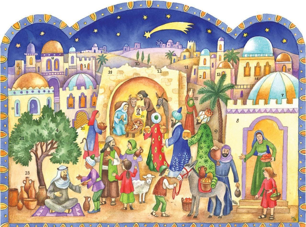 Traditional Bethlehem Nativity Shaped Card Advent Calendar