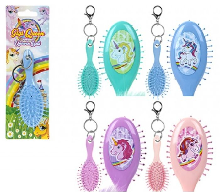 Unicorn Hair Brush Keyrings | Risus Wholesale