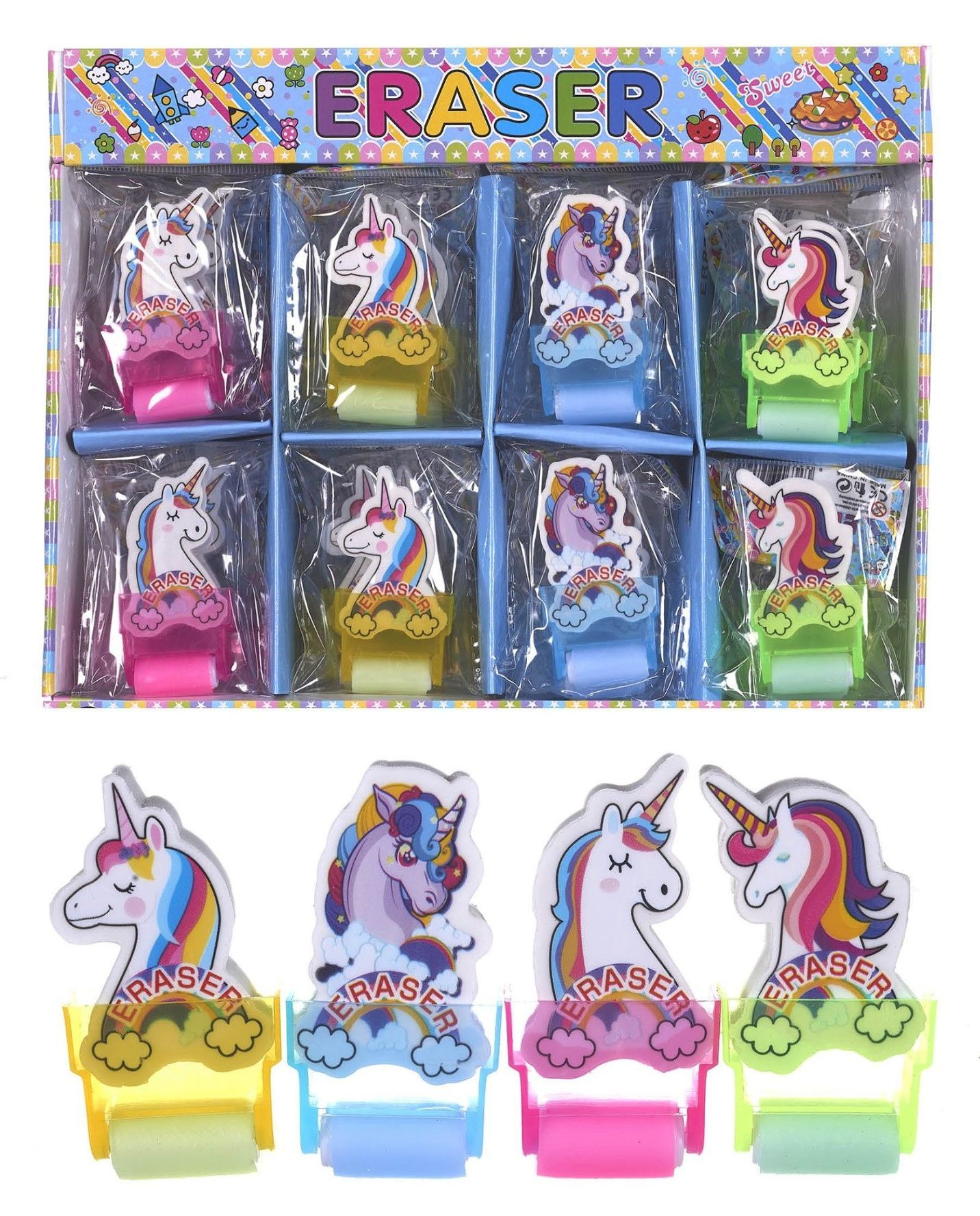 Unicorn Rolling Erasers | Wholesale Stationery | Party Bag