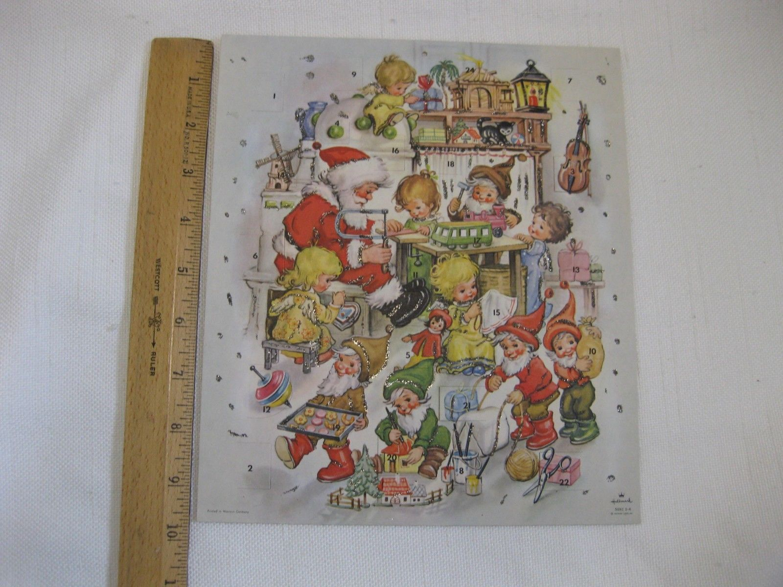 Vintage Hallmark Advent Calendar~Santa&#039;S Workshop~10X8.5