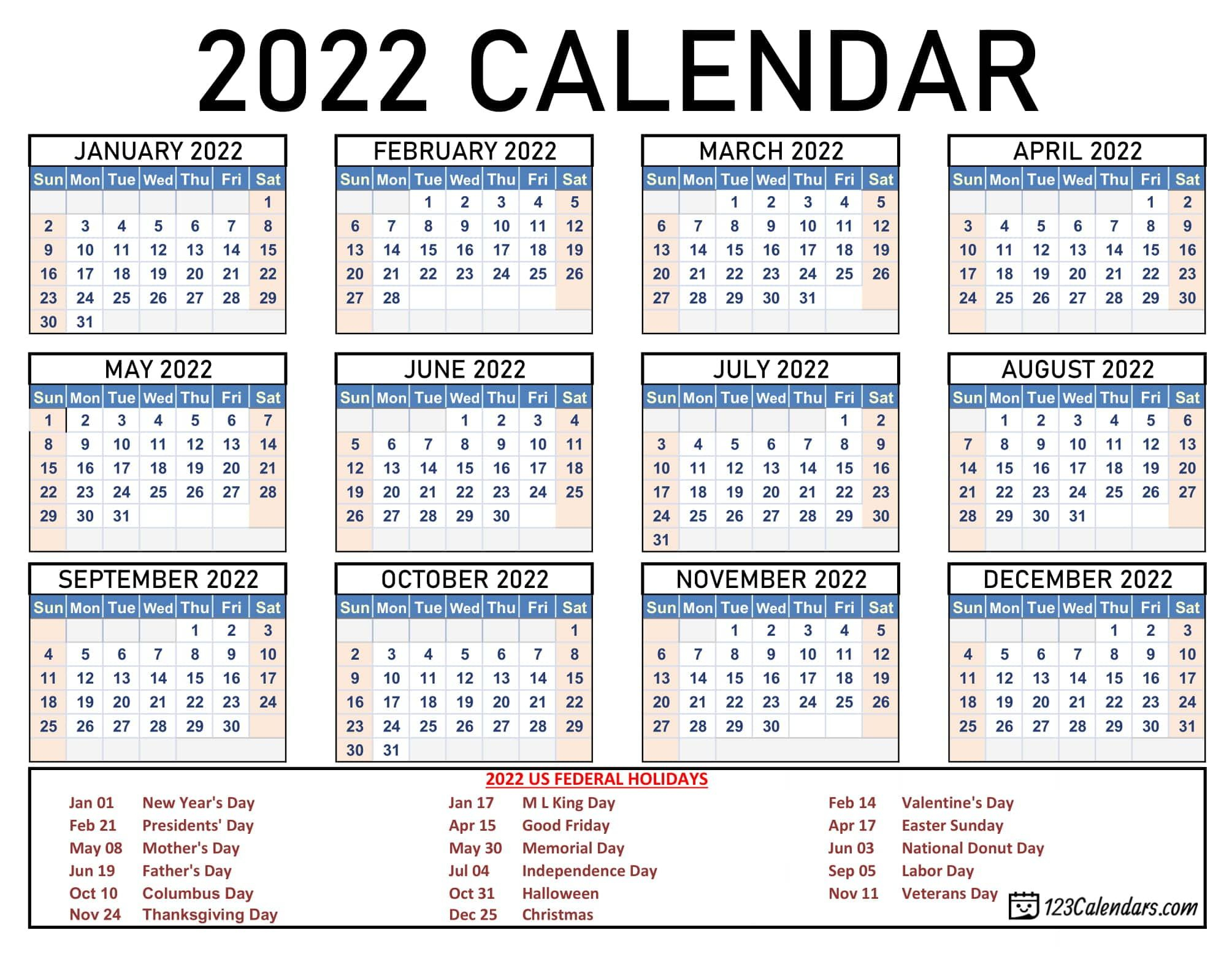 Year 2022 Calendar Kuwait