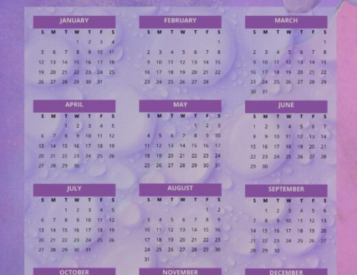 2025 Calendar Aesthetic Purple Soft, Stylish & Functional