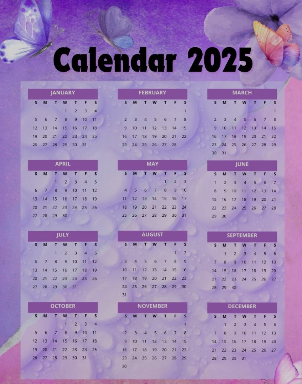 2025 calendar aesthetic purple printable free 2025 calendar aesthetic purple printable free