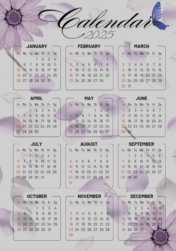 2025 calendar aesthetic purple printable 2025 calendar aesthetic purple printable