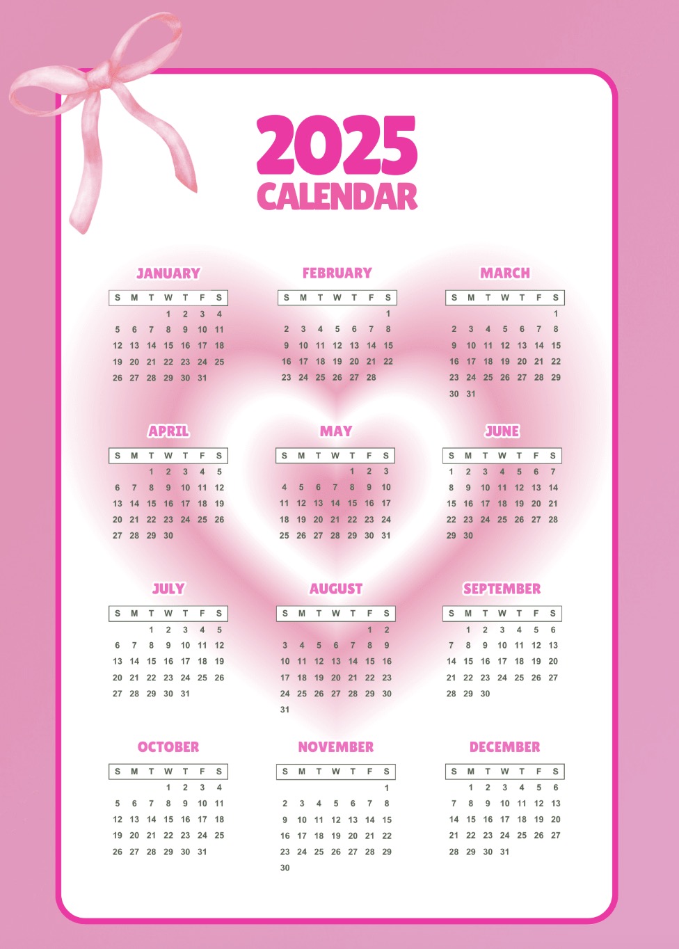 Calendar 2025 aesthetic cute
