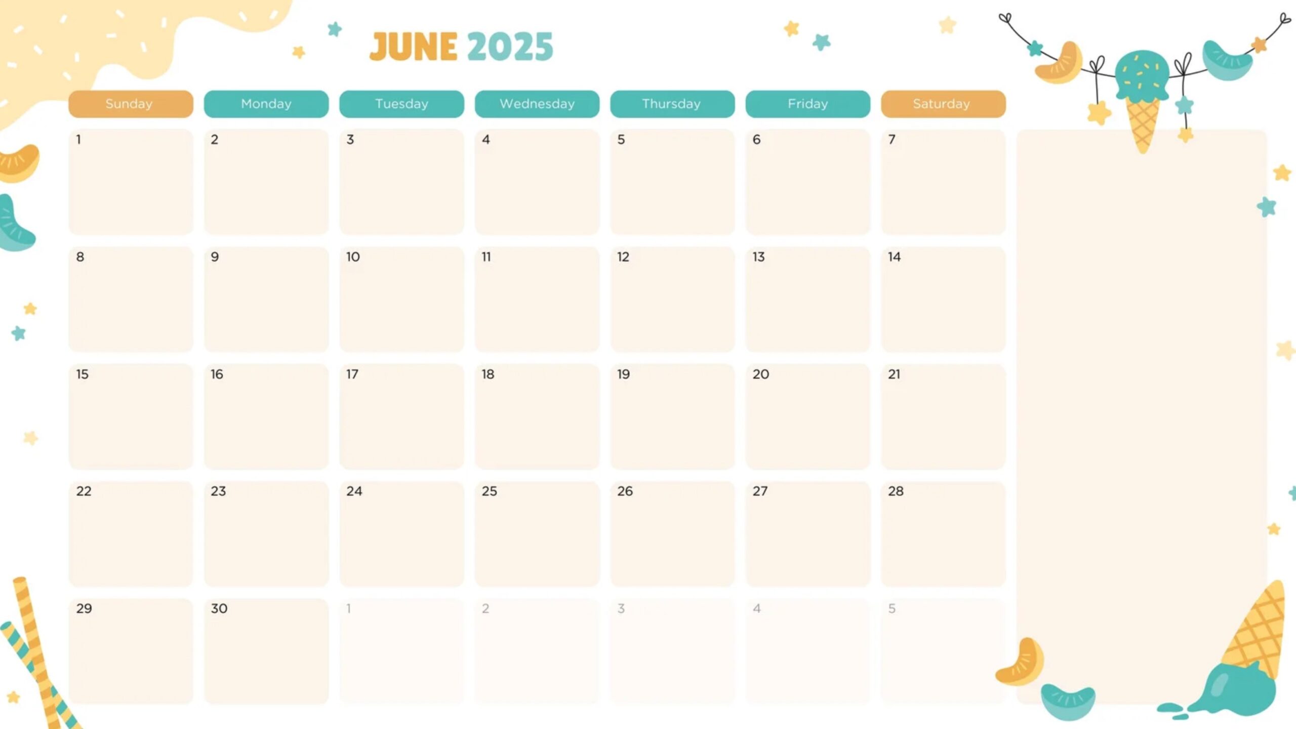 Colorful summer themed designs calendars June 2025 calendar Colorful summer themed designs calendars June 2025 calendar