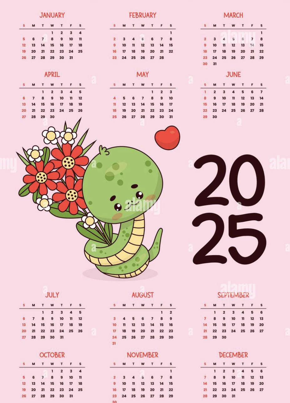 Cute calender design 2025 printable