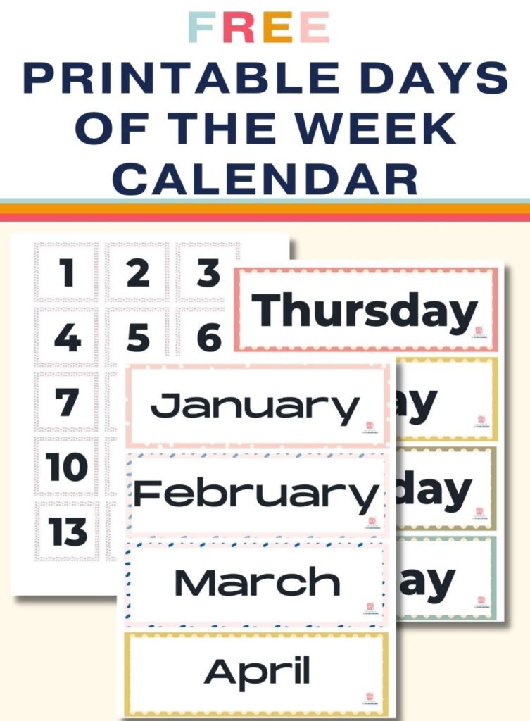 Free Printable Days Of The Week Calendar For Preschoolers Free Printable Days Of The Week Calendar For Preschoolers