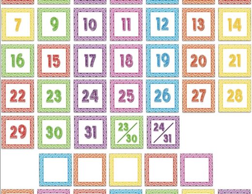 Free Calendar Numbers Printable – Perfect for Classrooms, Planners, and Home Use