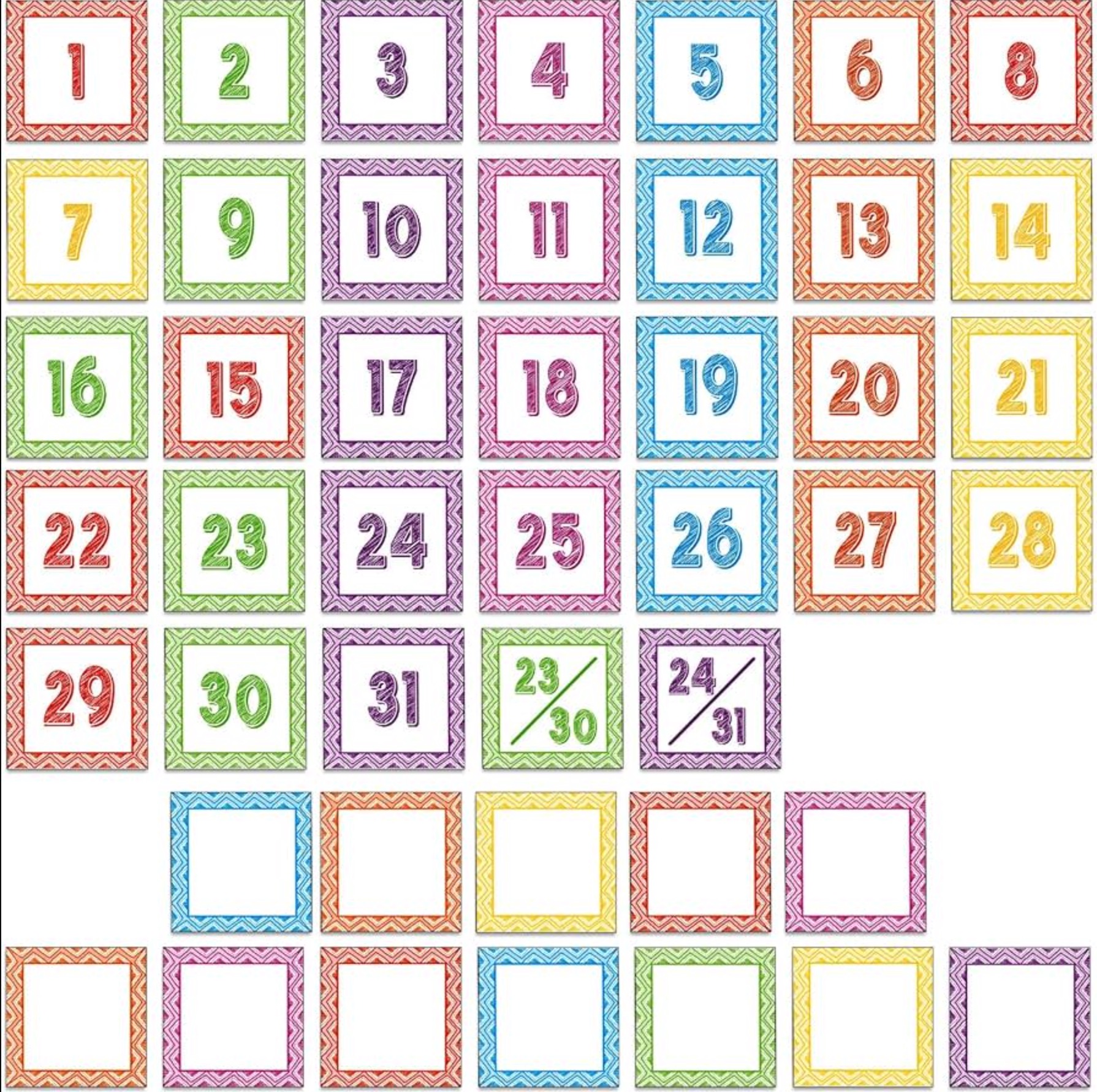 Free Calendar Numbers Printable – Perfect for Classrooms, Planners, and Home Use
