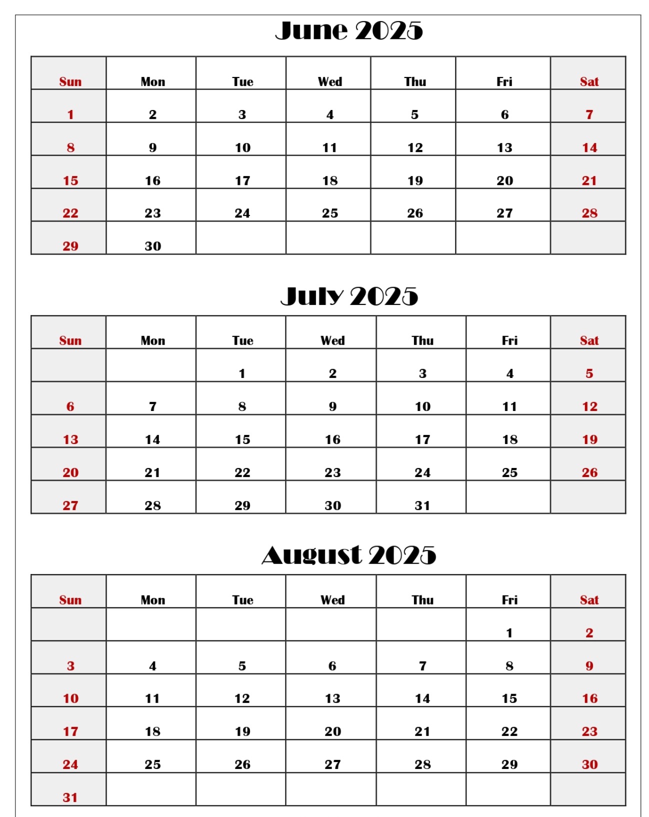 june july august 2025 calendar printable june july august 2025 calendar printable