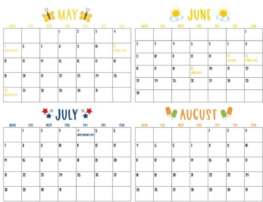 The Free Two-Month Summer Planner Print Calendar: June July 2025