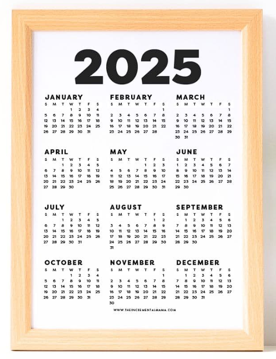 One page calendar 2025 One page calendar 2025