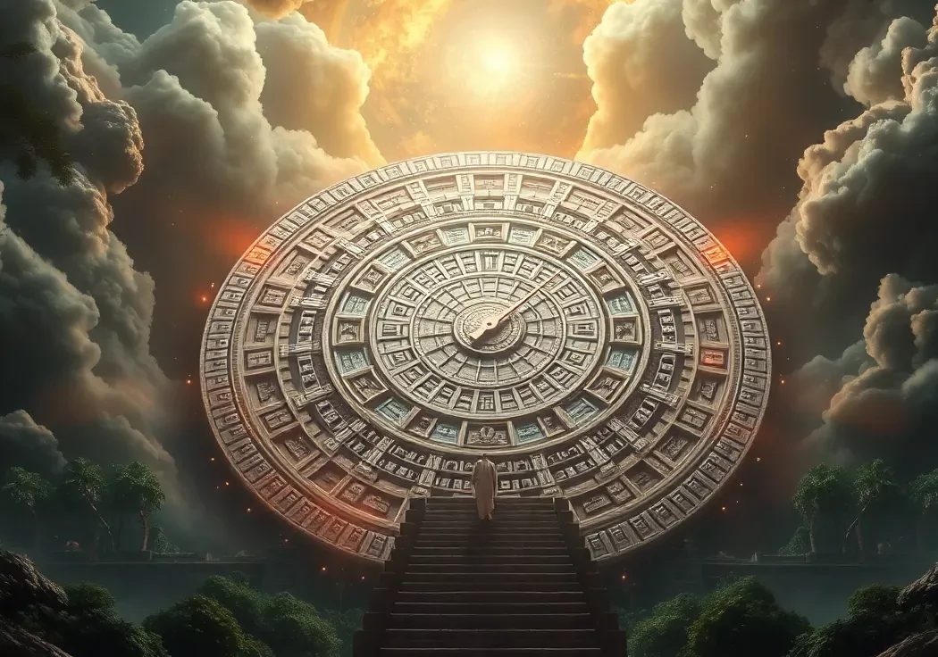 Modern interpretation of the Mayan Calendar 2025 showing cosmic cycles
