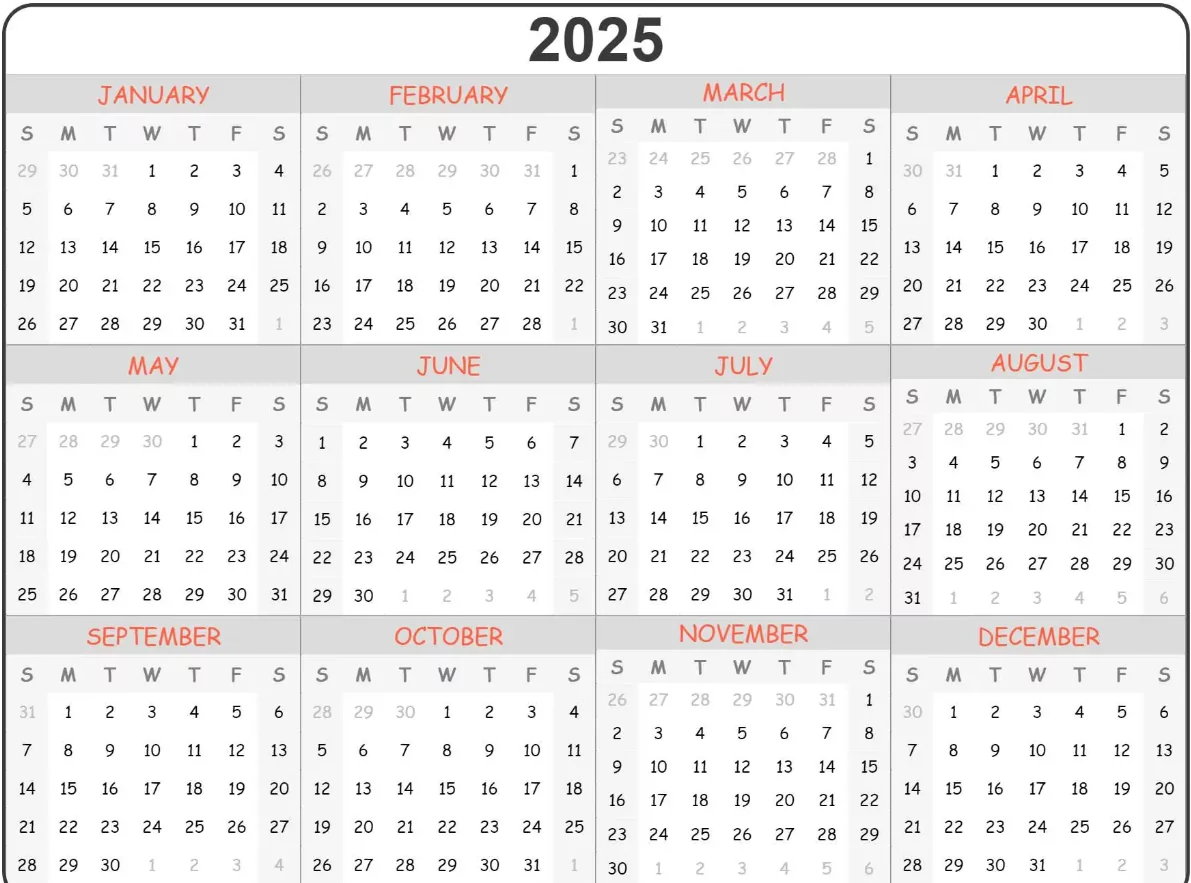Clean, customizable 2025 calendar template being used effectively on a professional tablet