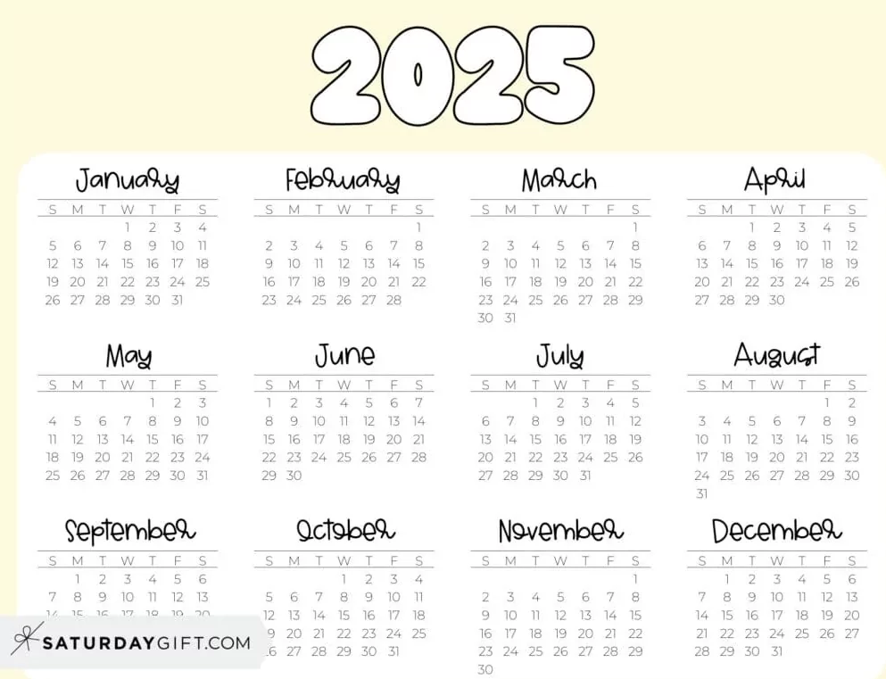 Free 2025 Calendar Printable Portrait and Landscape Format
