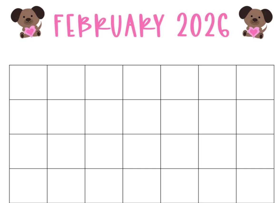 Romantic Valentine’s Day February 2026 planner