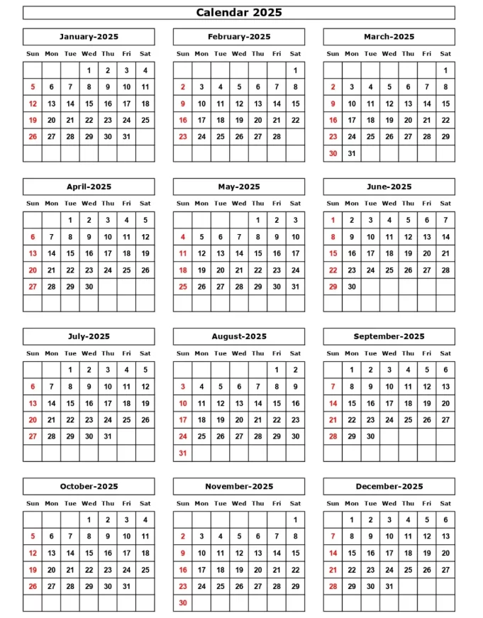 Printable Desk Calendar 2025 – Professional Templates