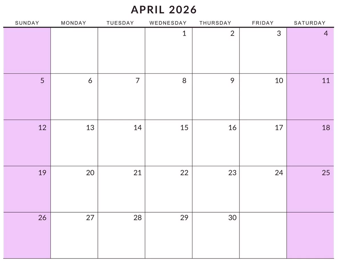 April 2026 Calendar – Complete Easter Holiday Planning Guide