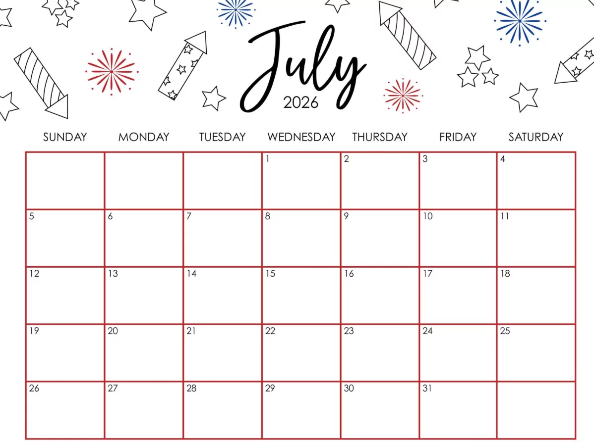 July 2026 Calendar with Independence Day – Free Printable & Planner
