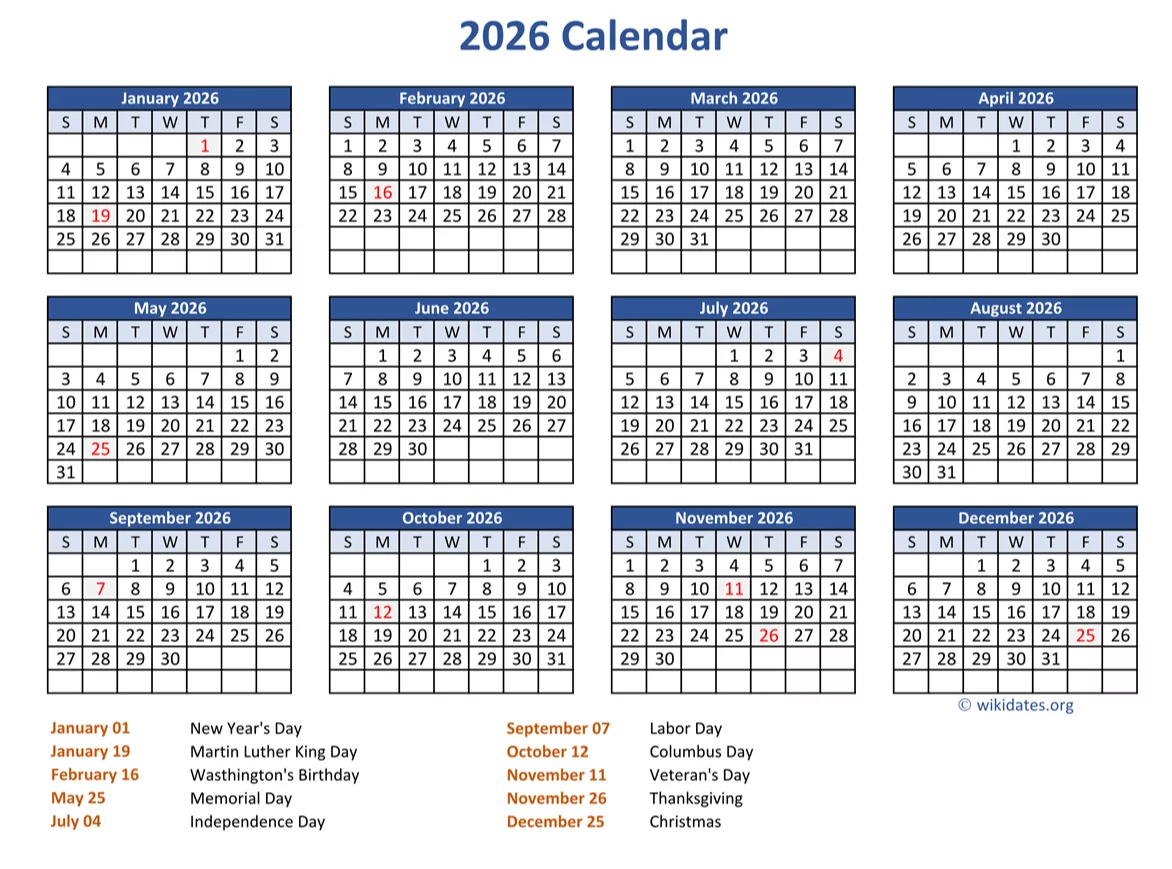 2026 US Federal Holidays and Impact on Business Operations
