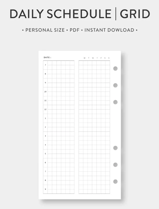 daily schedule grid planner