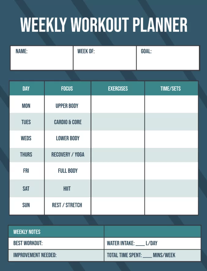 gym planner calendar 2026