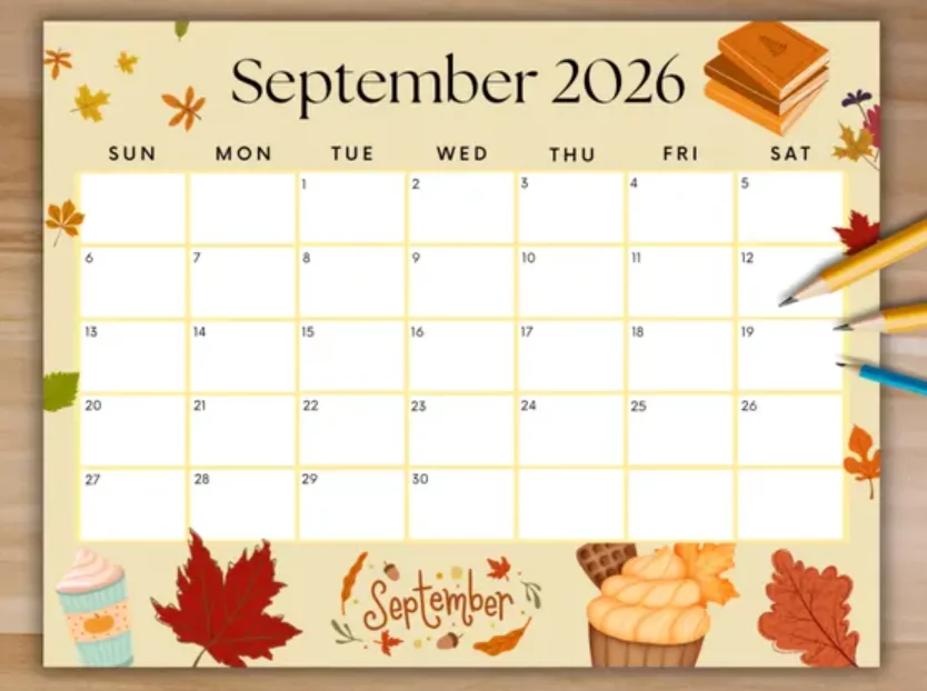 autumn themed september 2026 calendar fall season templates planning