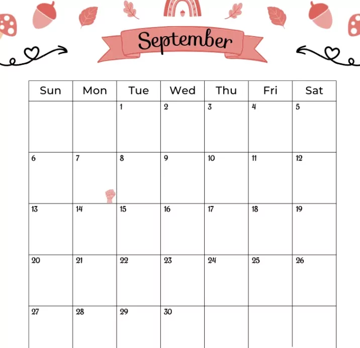fall season templates september 2026 printable calendar cozy layout